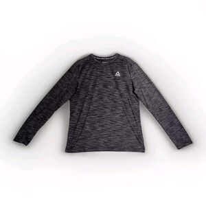 Reebok Shirt Mens M Gray Stretch Activewear Running Sports Pullover Breathable